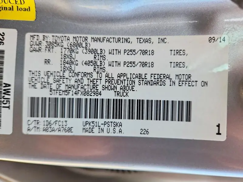 2015 TOYOTA TUNDRA SR5  