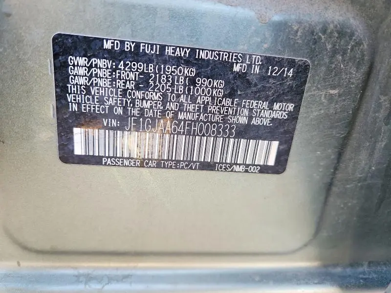 2015 SUBARU IMPREZA   