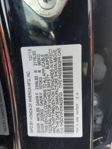 2019 HONDA ACCORD SPORT  