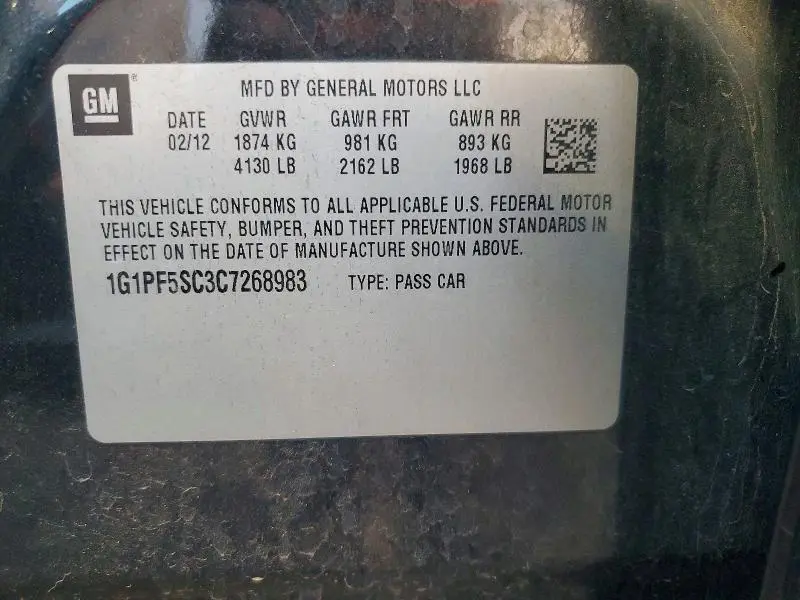 2012 CHEVROLET CRUZE LT  