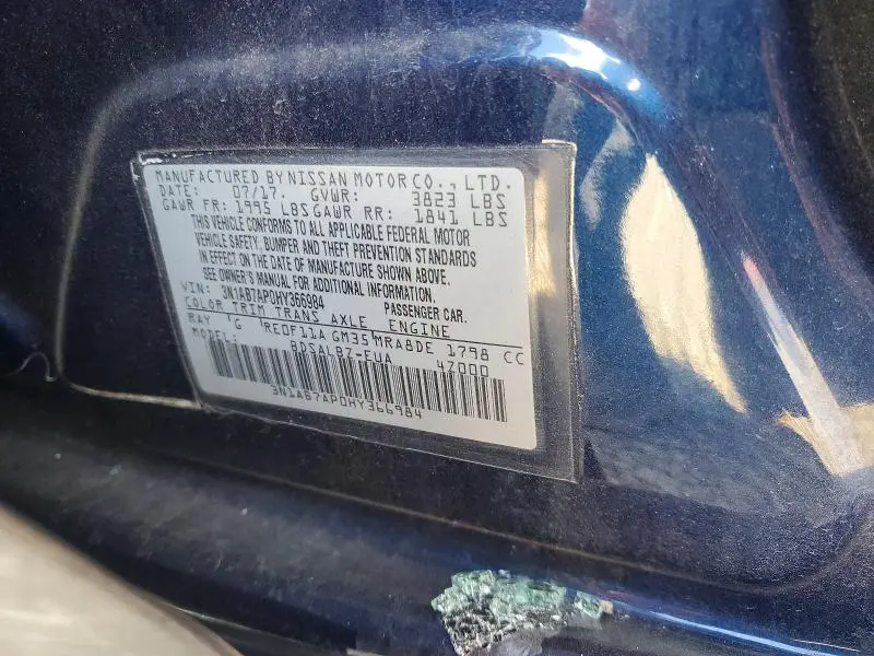 2017 NISSAN SENTRA S  