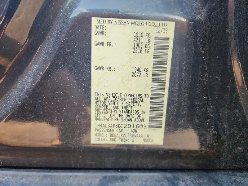 2014 NISSAN ALTIMA 2.5 S  