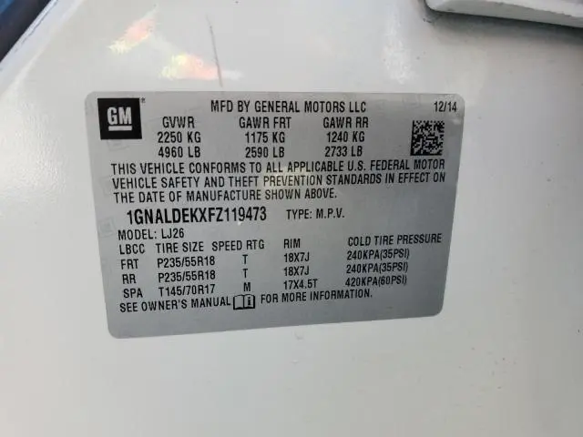 2015 CHEVROLET EQUINOX LTZ  