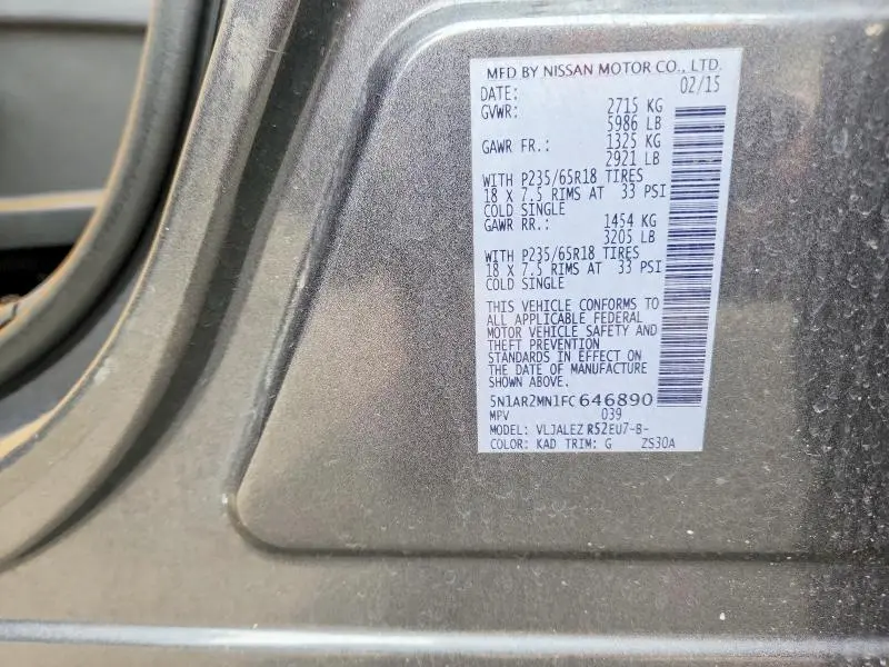 2015 NISSAN PATHFINDER SV  