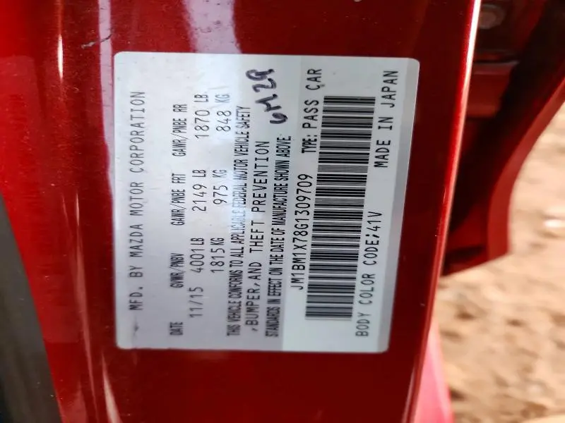 2016 MAZDA 3 GRAND TOURING  