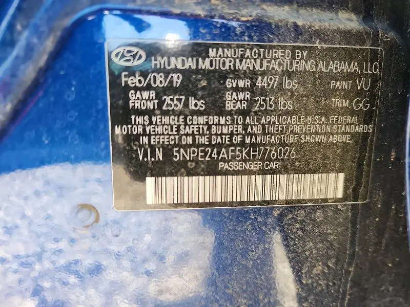 2019 HYUNDAI SONATA SE  