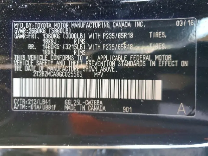 2016 LEXUS RX 350 BASE  
