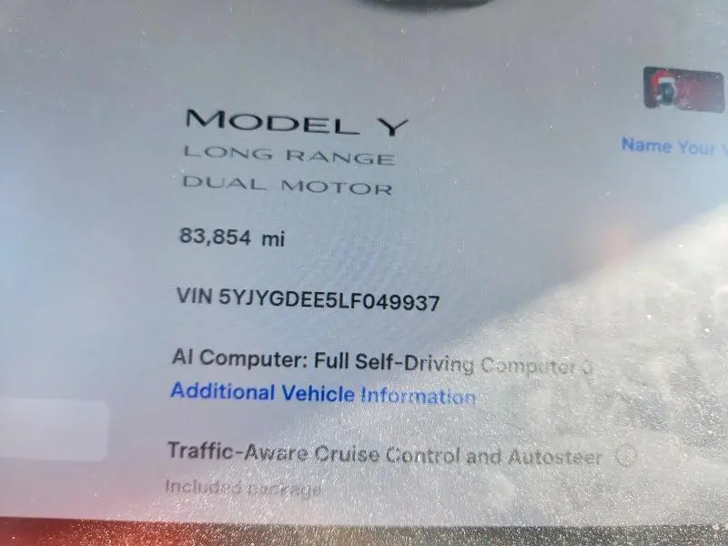 2020 TESLA MODEL Y   