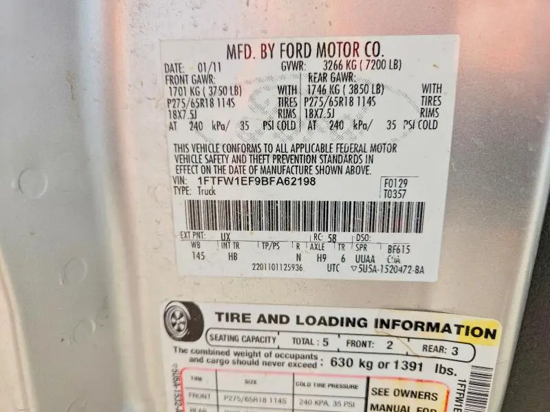 2011 FORD F150 SUPERCREW  