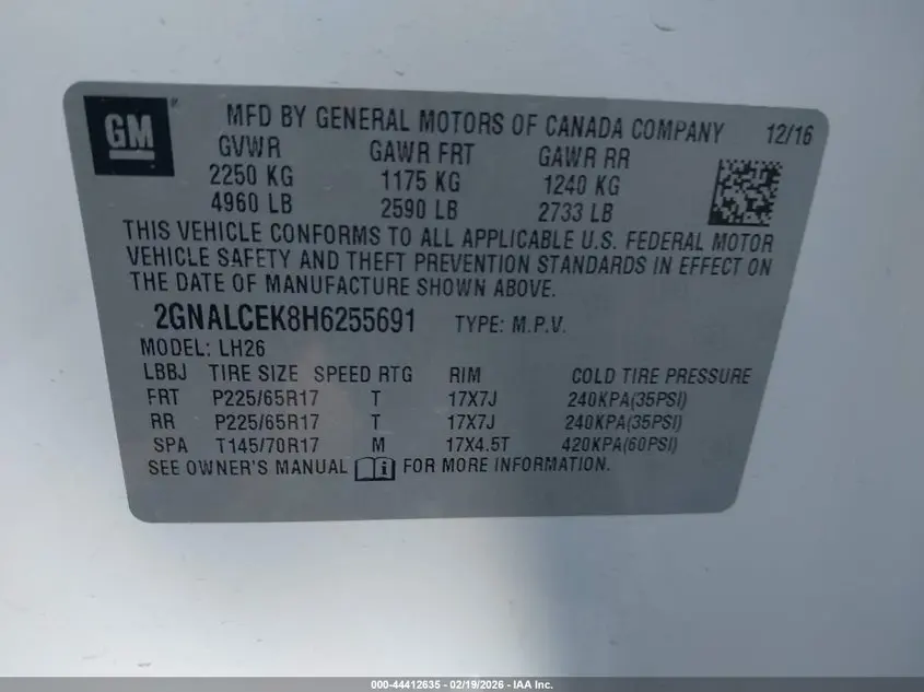 2017 CHEVROLET EQUINOX LT