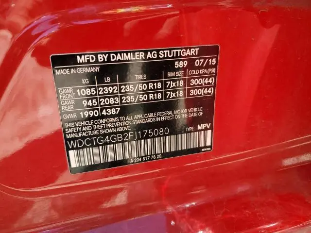 2015 MERCEDES-BENZ GLA 250 4MATIC  