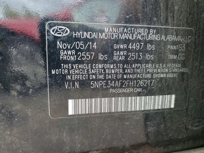 2015 HYUNDAI SONATA LIMITED  