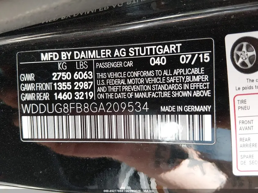 2016 MERCEDES-BENZ S 550 4MATIC