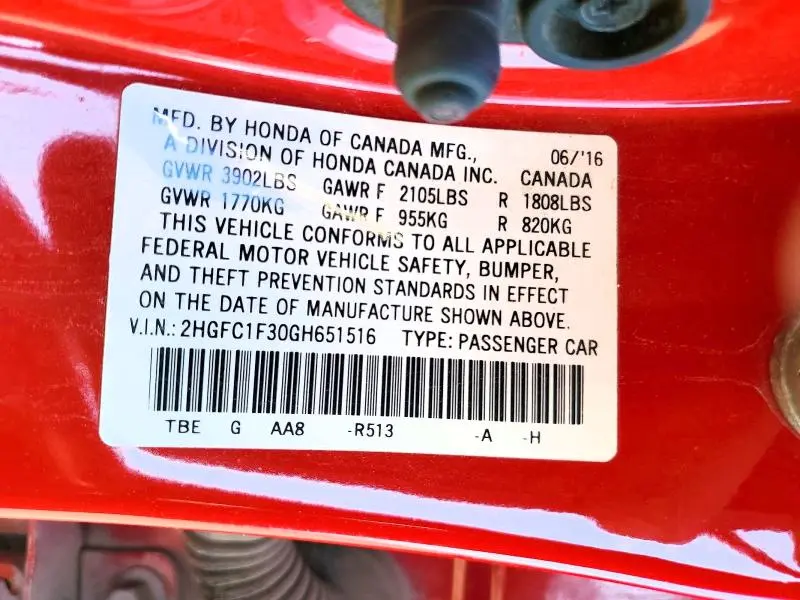 2016 HONDA CIVIC EX  