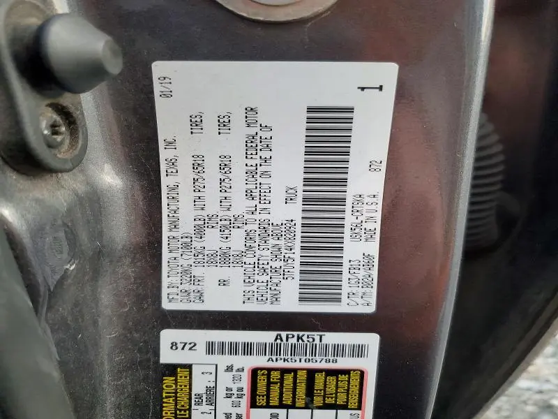 2019 TOYOTA TUNDRA DOUBLE CAB SR  