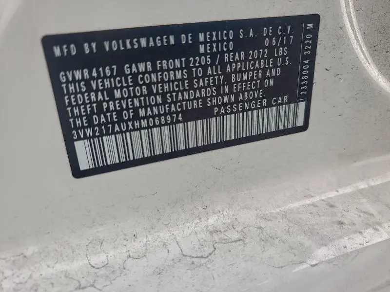 2017 VOLKSWAGEN GOLF S  