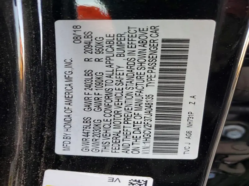 2018 HONDA ACCORD SPORT  