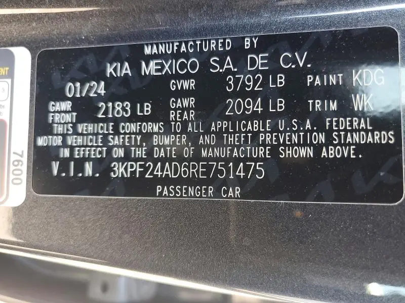 2024 KIA FORTE LX  
