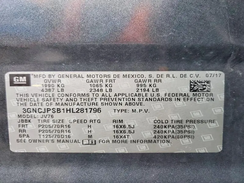 2017 CHEVROLET TRAX 1LT  