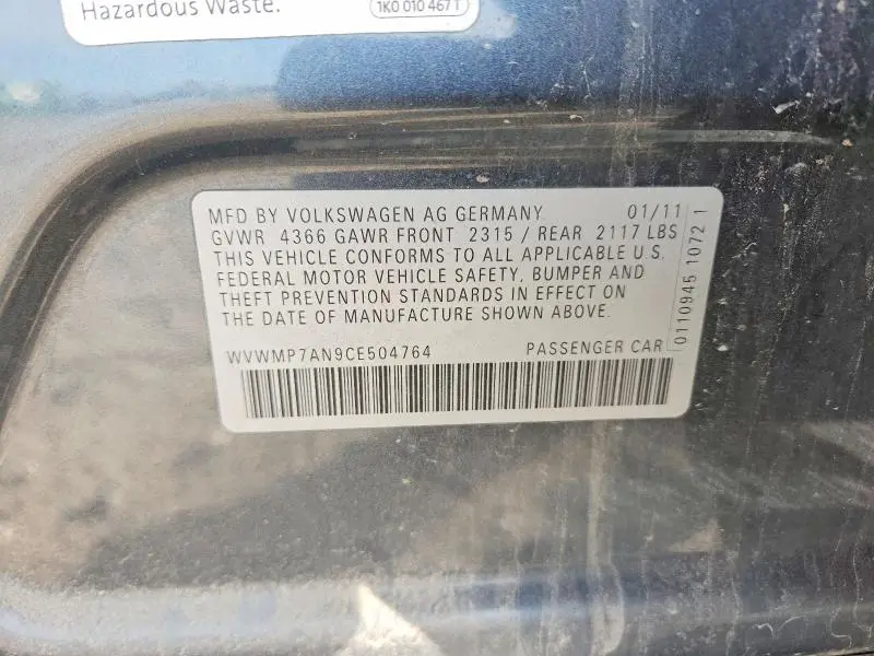 2012 VOLKSWAGEN CC SPORT  
