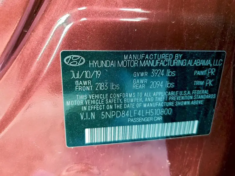 2020 HYUNDAI ELANTRA SEL  