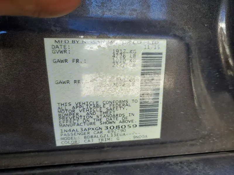 2016 NISSAN ALTIMA 2.5 S  