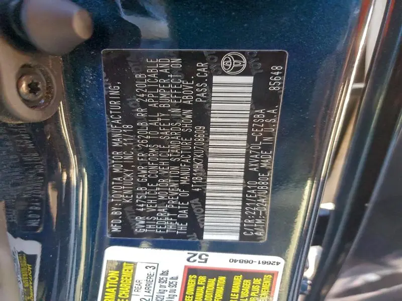 2019 TOYOTA CAMRY L  