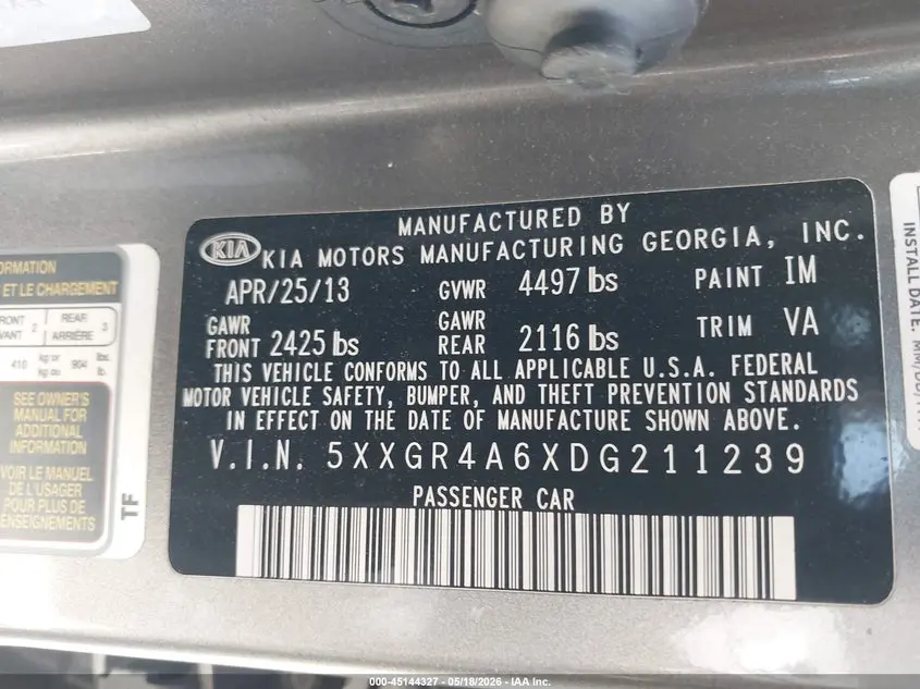2013 KIA OPTIMA SX