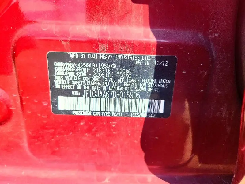 2013 SUBARU IMPREZA   