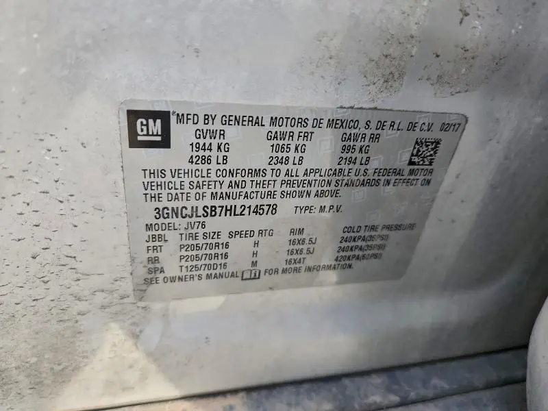 2017 CHEVROLET TRAX 1LT  