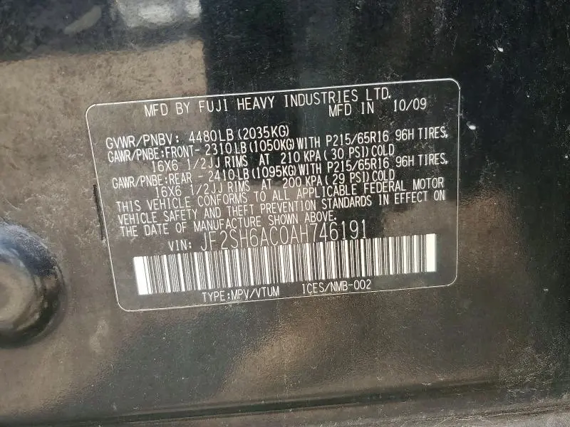 2010 SUBARU FORESTER   