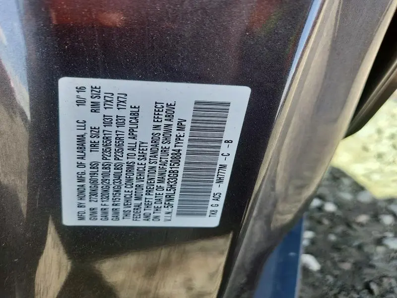 2016 HONDA ODYSSEY SE  