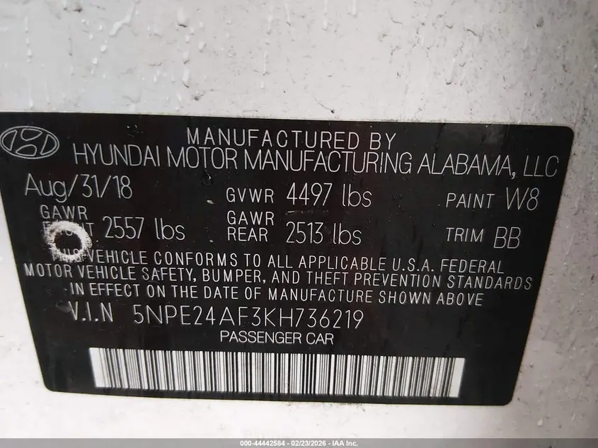 2019 HYUNDAI SONATA SE