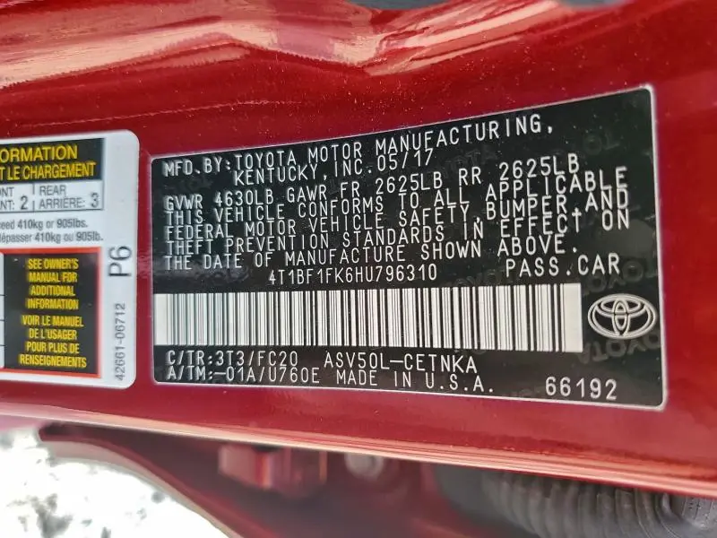 2017 TOYOTA CAMRY LE  