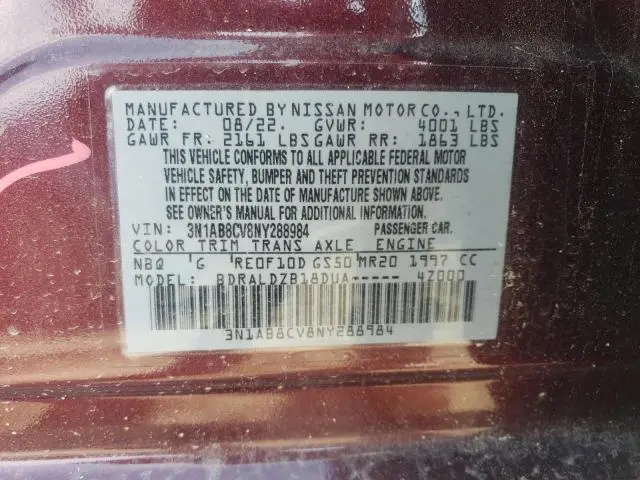 2022 NISSAN SENTRA SV  