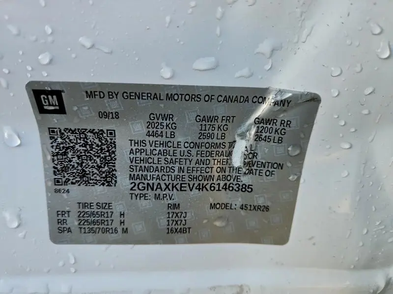 2019 CHEVROLET EQUINOX LT  