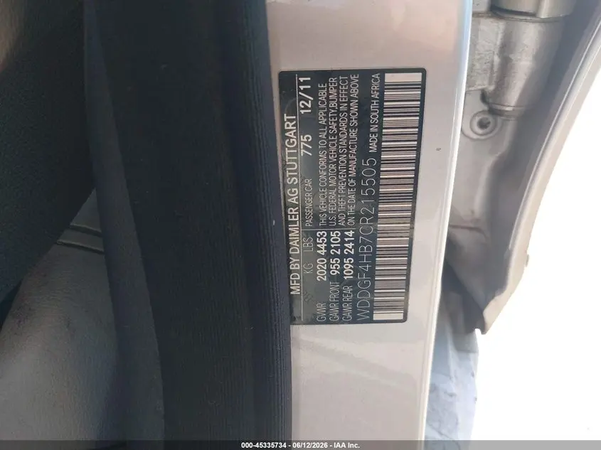 2012 MERCEDES-BENZ C 250 SPORT