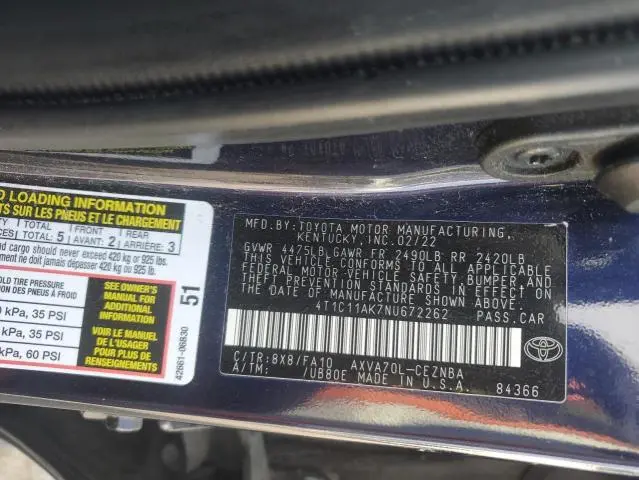 2022 TOYOTA CAMRY LE  