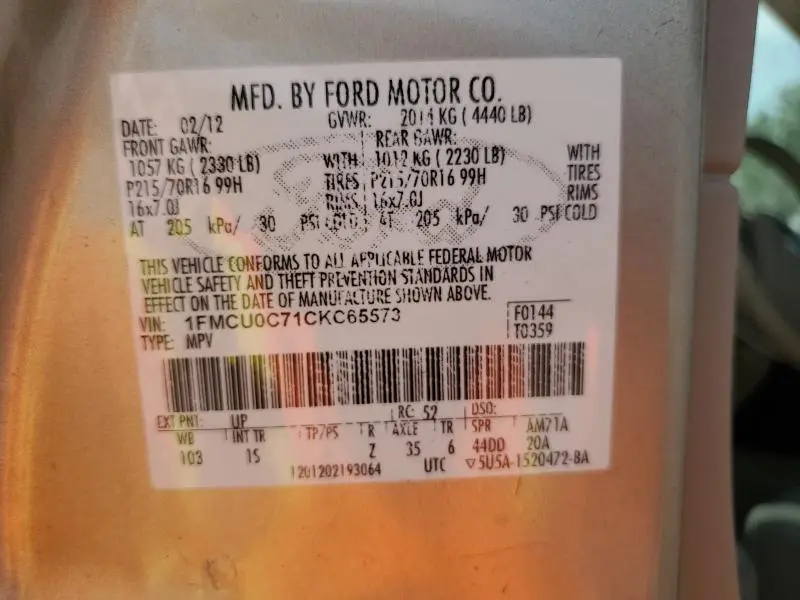 2012 FORD ESCAPE XLS  