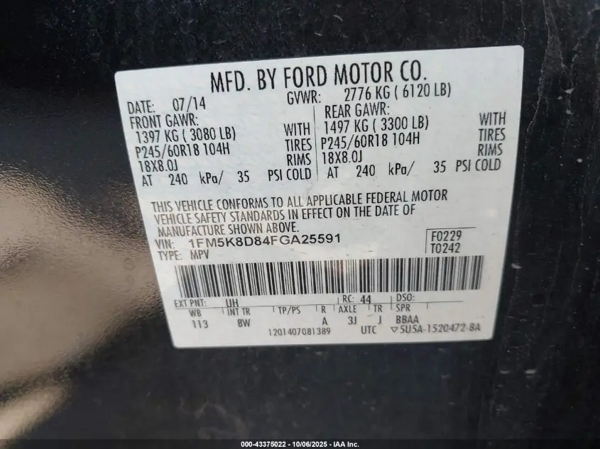 2015 FORD EXPLORER XLT