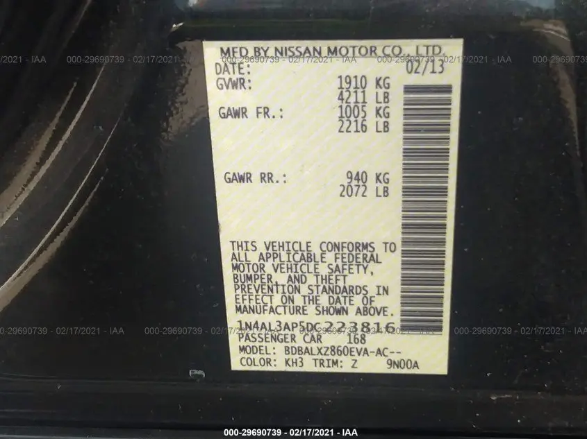 2013 NISSAN ALTIMA 2.5 SL