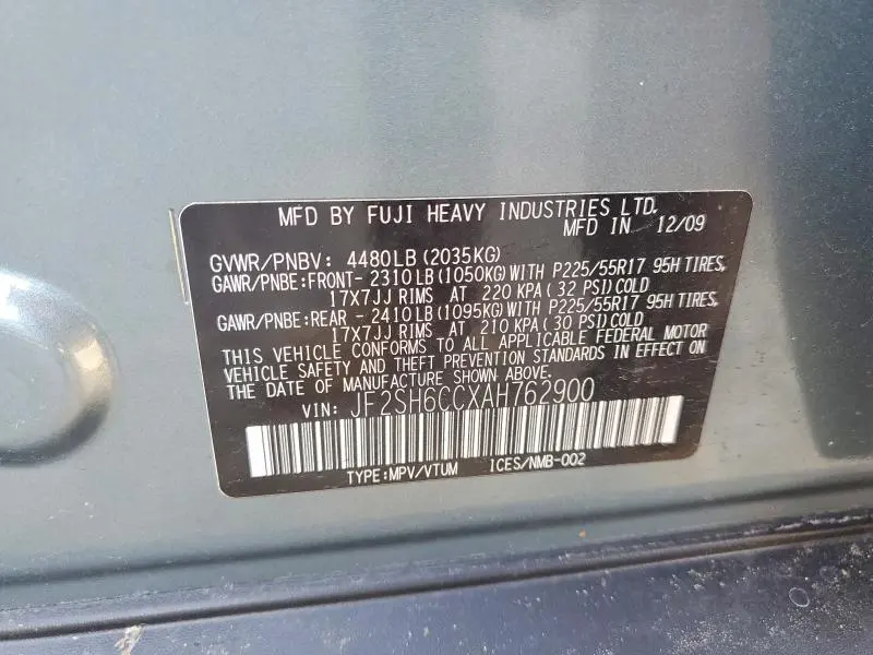 2010 SUBARU FORESTER 2.5X PREMIUM  