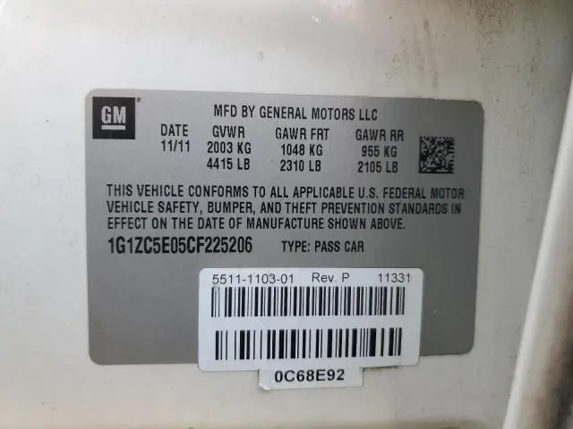 2012 CHEVROLET MALIBU 1LT  