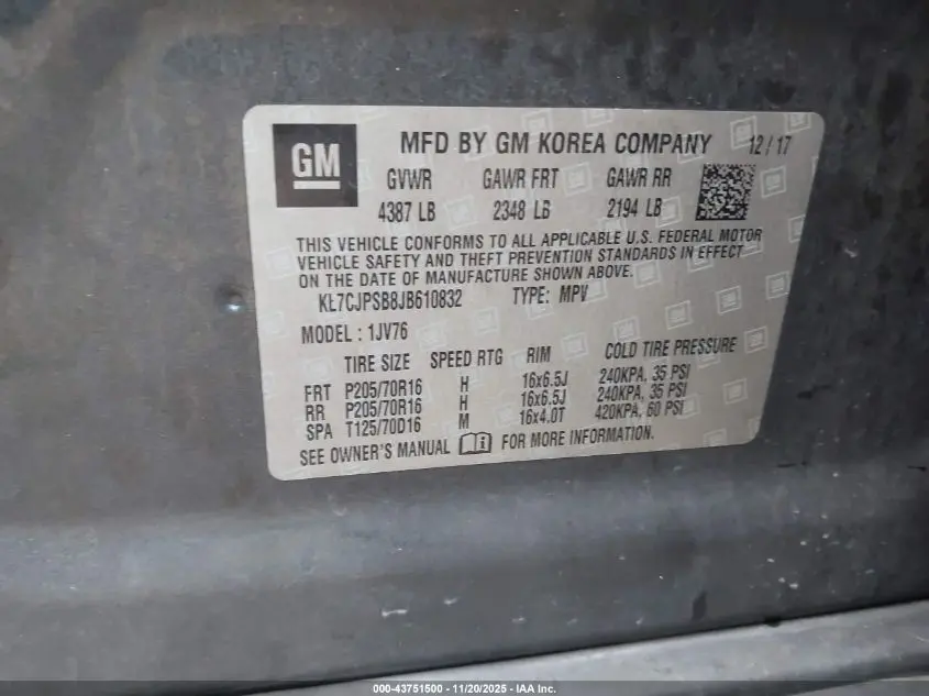 2018 CHEVROLET TRAX LT