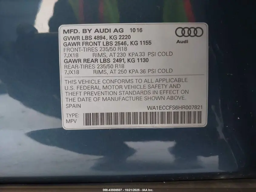 2017 AUDI Q3 2.0T PREMIUM