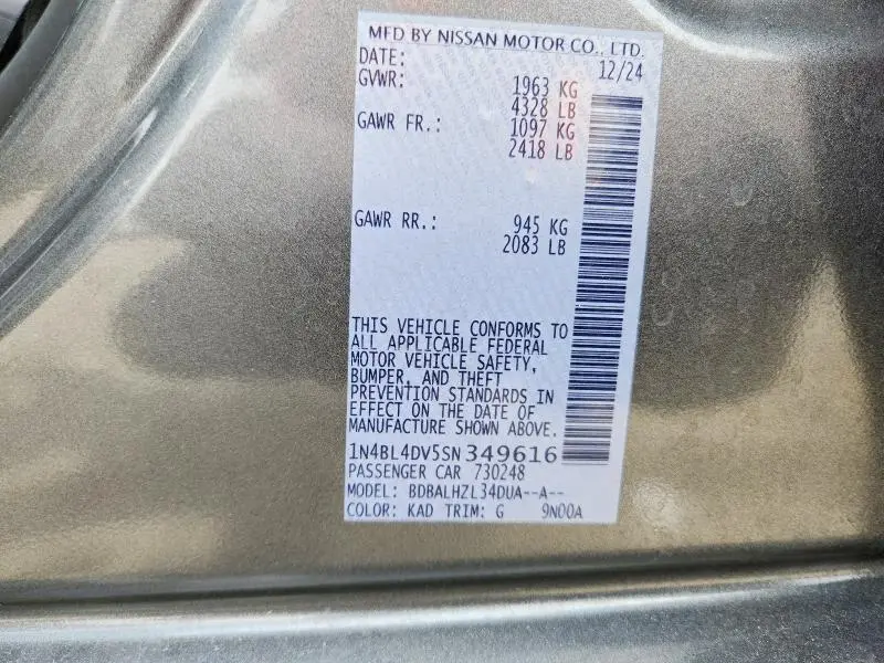 2025 NISSAN ALTIMA SV  