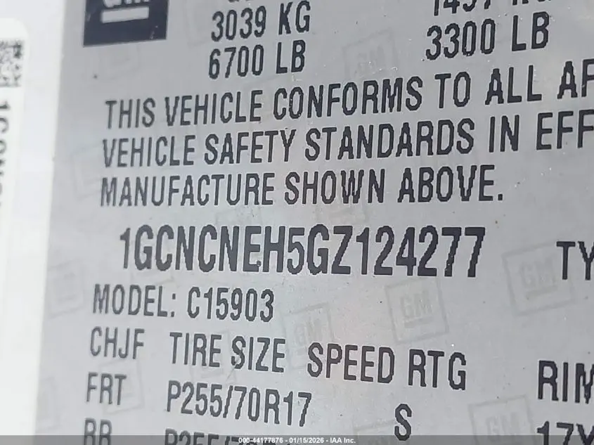 2016 CHEVROLET SILVERADO 1500 WT