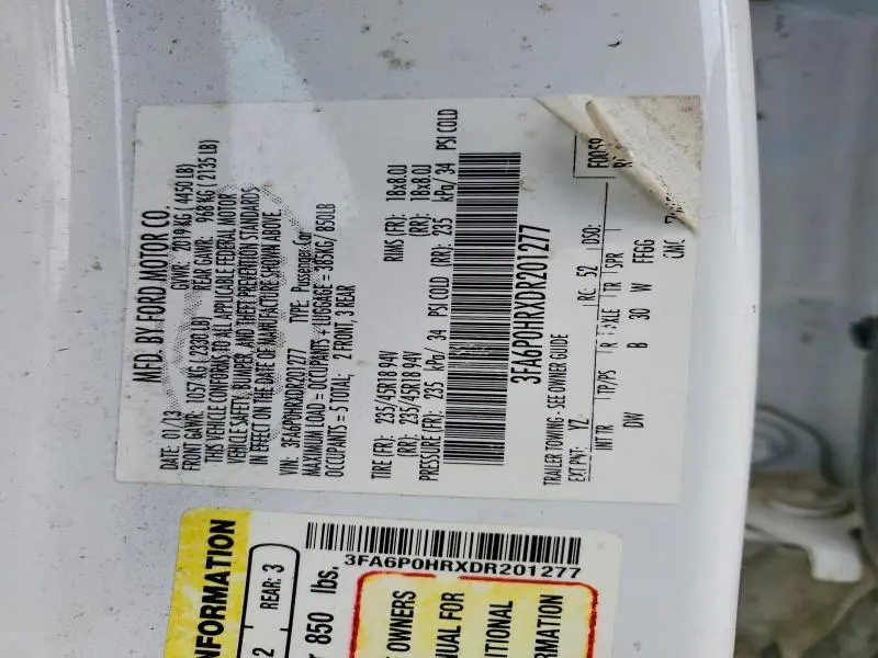 2013 FORD FUSION SE  