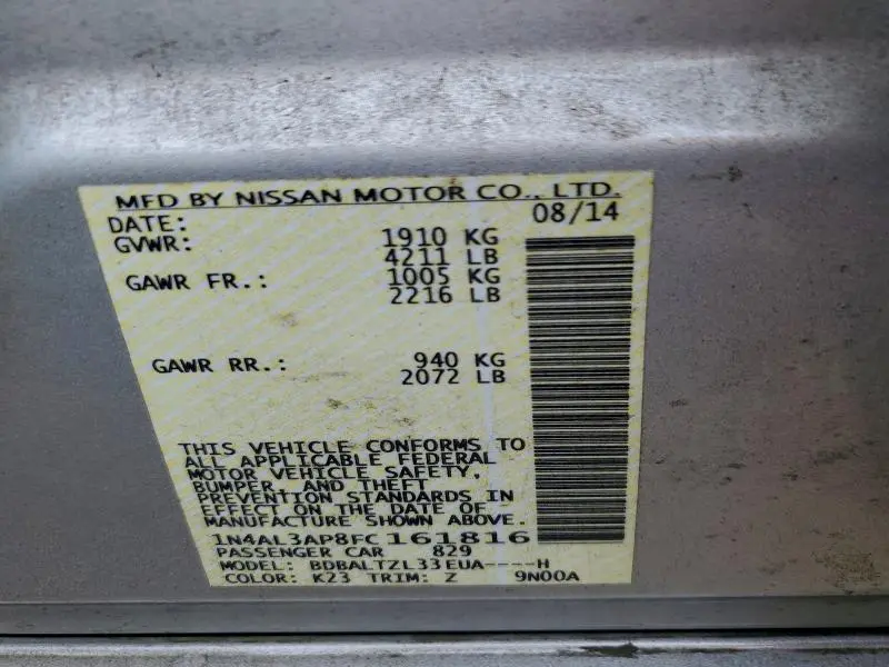 2015 NISSAN ALTIMA 2.5  