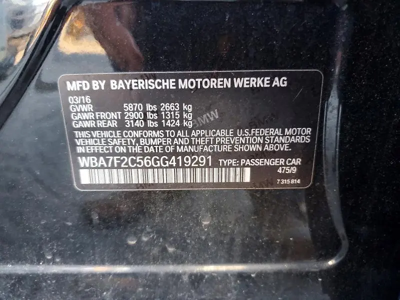 2016 BMW 750 XI  
